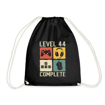 Level 44 Complete Gamer 44th Birthday Gift - Drawstring Bag - black - Front