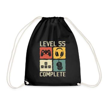 Cadeau d’anniversaire du 55e anniversaire du joueur complet de niveau 55 - Sac de sport léger - noir - Devant