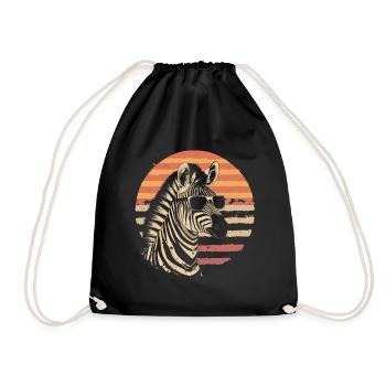 Zebra mit Sonnenbrille Vintage - Turnbeutel - Schwarz - Vorne