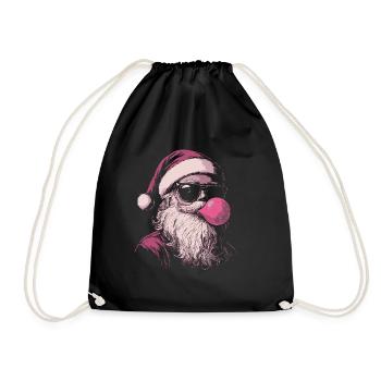 Weihnachtsmann mit Sonnenbrille kaut Kaugummi - Turnbeutel - Schwarz - Vorne