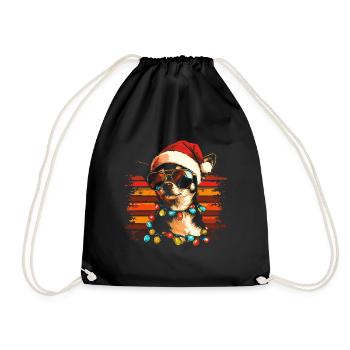 Cooler Chihuahua Weihnachten Weihnachtsfeier - Turnbeutel - Schwarz - Vorne
