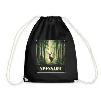 Spessart Hirsch Wald - Turnbeutel - Schwarz - Vorne