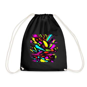 Neon Style 80s Retro Party Color Glow - Turnbeutel - Schwarz - Vorne