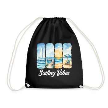 Sailing Vibes – Feel the Ocean - Drawstring Bag - black - Front