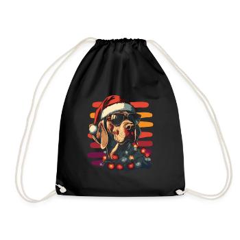 Weimaraner Weihnachtsmütze und Sonnenbrille - Turnbeutel - Schwarz - Vorne