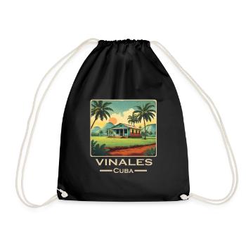 Vinales Cuba alternative retro - Drawstring Bag - black - Front