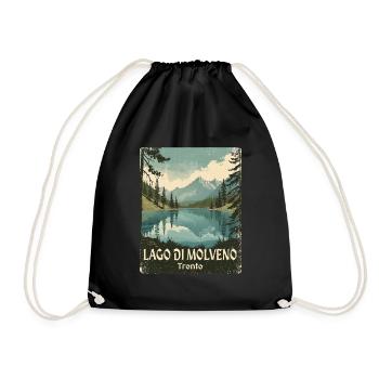 Lake Molveno retro mountain lake - Drawstring Bag - black - Front