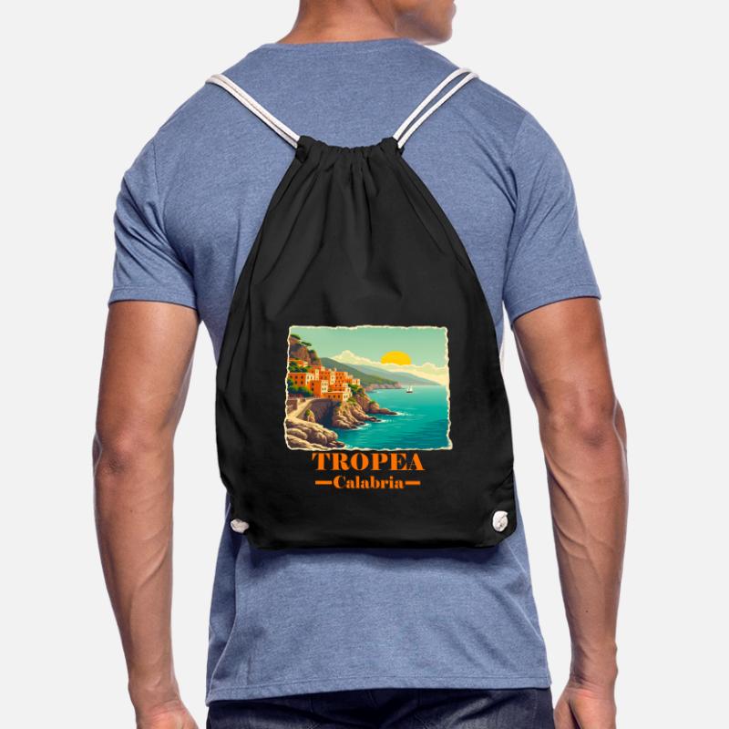 Tropea Calabria orange Drawstring Bag