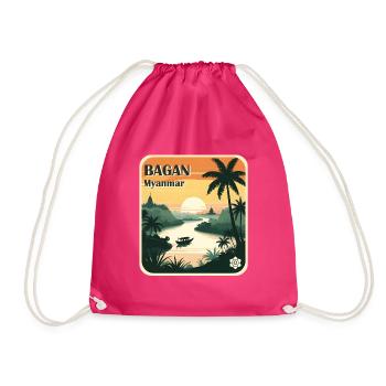 Bagan, Myanmar - Drawstring Bag - fuchsia - Front