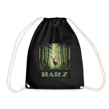 Harz Wald und Hirsch - Turnbeutel - Schwarz - Vorne
