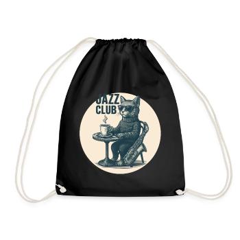 Chat de jazz cool avec saxophone - Vintage Club - Sac de sport léger - noir - Devant