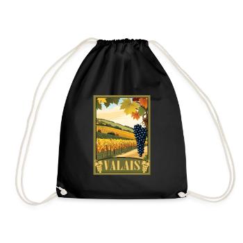 Wallis Valais Weinberg - Turnbeutel - Schwarz - Vorne