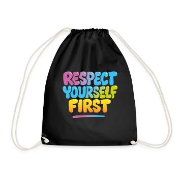 respect yourself first Mental Health & Wellness - Drawstring Bag - black - Front