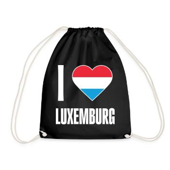 Luxembourg Heart Flag - Drawstring Bag - black - Front