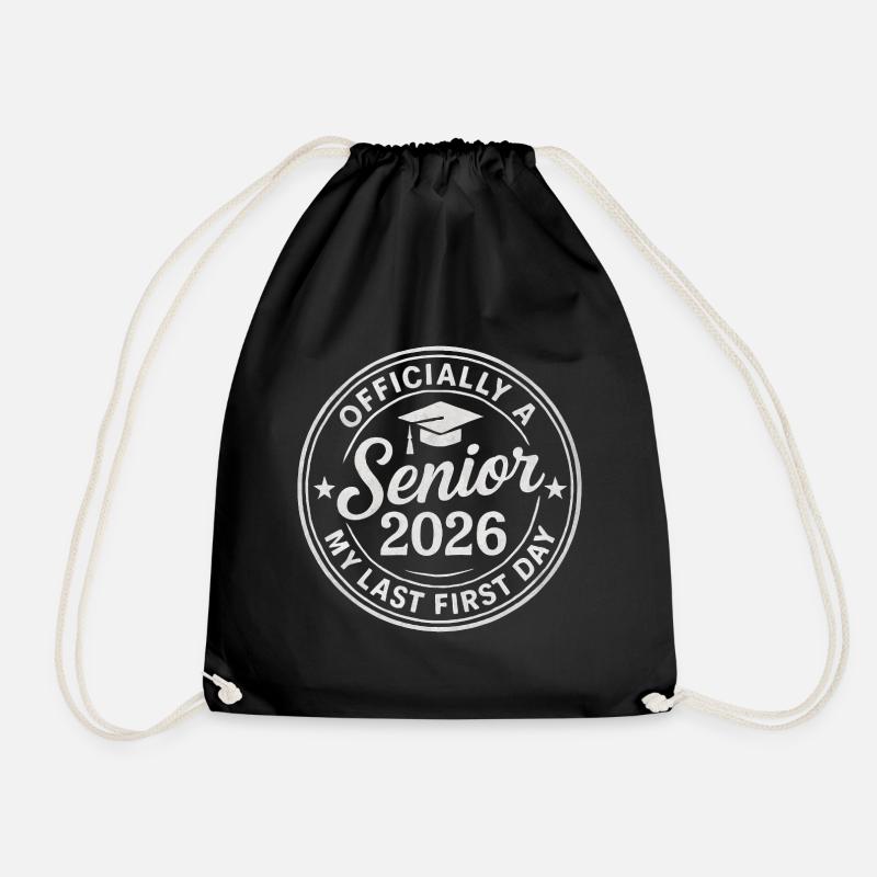 Senior 2026 First Day Stamp - Drawstring Bag - black