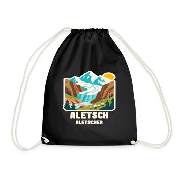 Aletsch Gletscher - Turnbeutel - Schwarz - Vorne