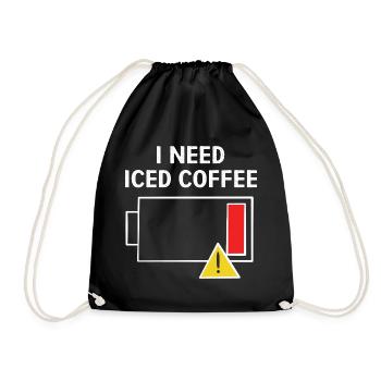 Kaffee Eiskaffee Koffein Espresso Barista Geschenk - Turnbeutel - Schwarz - Vorne