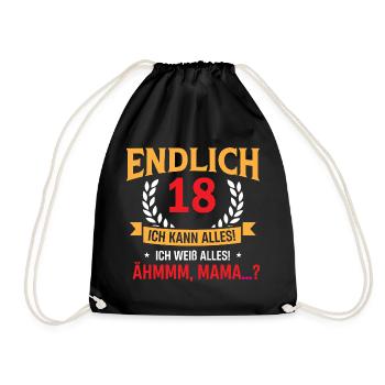 Finally 18 Birthday Saying Design - Drawstring Bag - black - Front