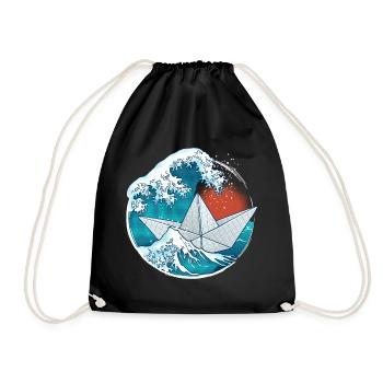 Bateau en papier de style origami - Sac de sport léger - noir - Devant