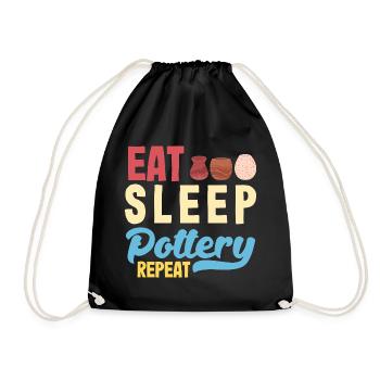 Eat Sleep Töpfern Wiederholen - Turnbeutel - Schwarz - Vorne