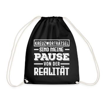 Crossword Puzzle Pause Reality Humor - Drawstring Bag - black - Front