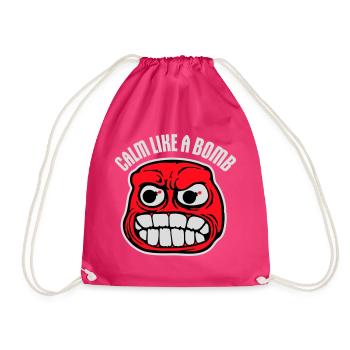 Calm Like Bomb Paradox Irony Humor Explosive Joke - Drawstring Bag - fuchsia - Front