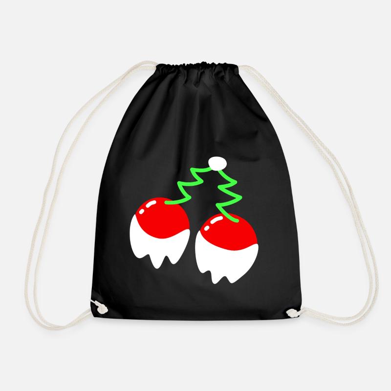 Cherry – Christmas - Drawstring Bag - black