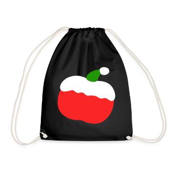 Apfel – Weihnachten - Turnbeutel - Schwarz - Vorne