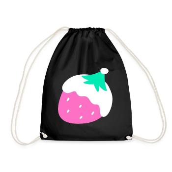 Erdbeeren – Weihnachten - Turnbeutel - Schwarz - Vorne