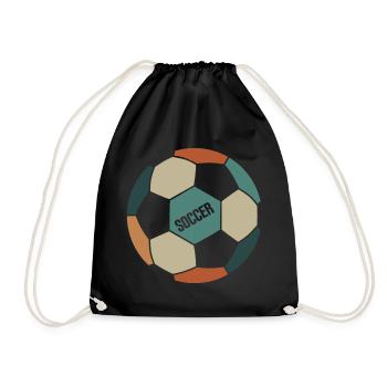 Retro Soccer Ball - Drawstring Bag - black - Front