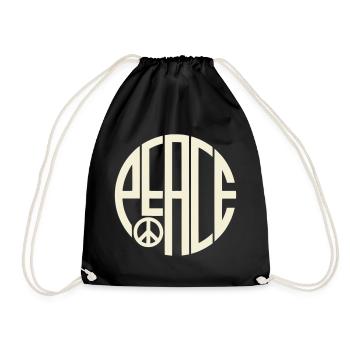 Peace Art Deco Typography - Drawstring Bag - black - Front