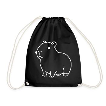 Capybara capybara white - Drawstring Bag - black - Front
