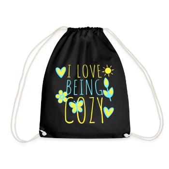 I Love Being Cozy Gemütlichkeit Zuhause Entspannt - Drawstring Bag - black - Front