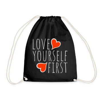 Love Yourself First Self-Love Self-Care - Drawstring Bag - black - Front