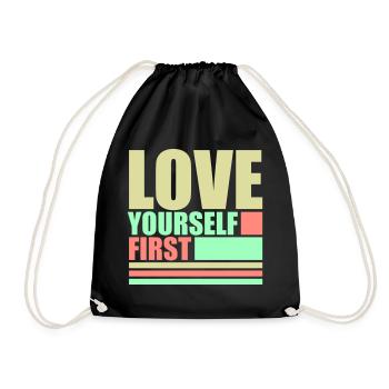 Love Yourself First Self-Love Self-Care - Drawstring Bag - black - Front