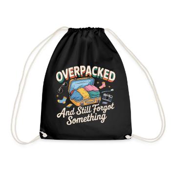Lustiges Rucksackreise-T-Shirt rund um die Welt - Turnbeutel - Schwarz - Vorne
