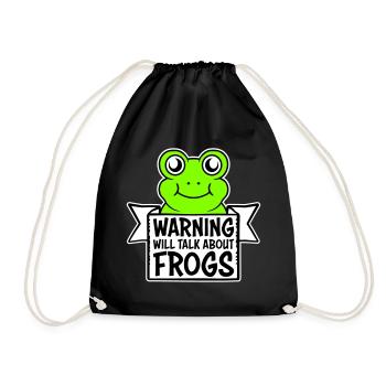 Avertissement : parlera des grenouilles, grenouille, animal drôle. - Sac de sport léger - noir - Devant