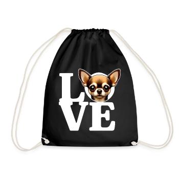 LOVE Chihuahua Dog Dog Lover Funny - Drawstring Bag - black - Front