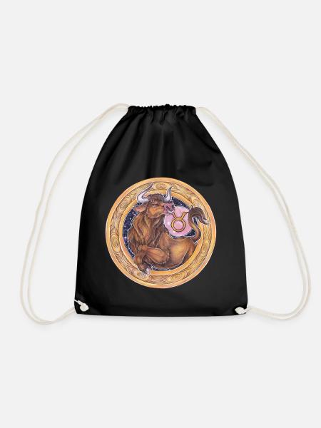 Zodiac Sign Sternzeichen Stier Taurus Geschenk - Turnbeutel - Schwarz