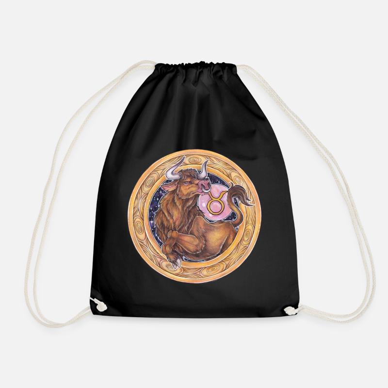 Zodiac Sign Sternzeichen Stier Taurus Geschenk - Turnbeutel - Schwarz