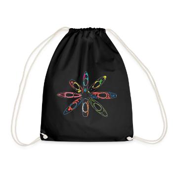 Bunter Ring aus Wildwasserkajaks im Neonstil - Turnbeutel - Schwarz - Vorne