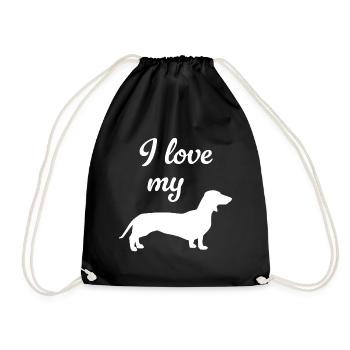 J’adore mon chien teckel, maître éventail, patte de maîtresse - Sac de sport léger - noir - Devant