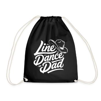 Line Dance Dad Cowboy Hat Design - Drawstring Bag - black - Front