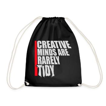 Creative Minds Are Rarely Tidy Funny Creative Logo - Drawstring Bag - black - Front