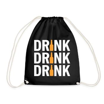 DRINK DRINK DRINK Funny Party Motif For - Drawstring Bag - black - Front