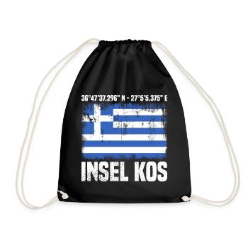 Insel Kos Koordinaten - Turnbeutel - Schwarz - Vorne