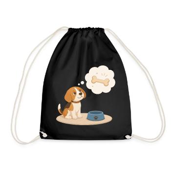Beagle dreams of a bone - Drawstring Bag - black - Front