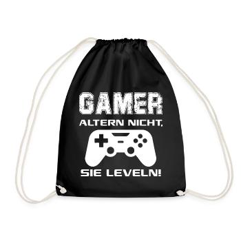 Gamer altern nicht Sie leveln Zocken Joypad Spiel - Turnbeutel - Schwarz - Vorne
