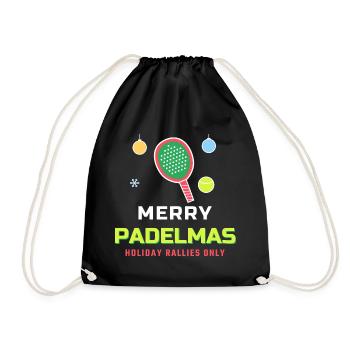 Frohe Padelmas lustige Weihnachten Padelspieler - Turnbeutel - Schwarz - Vorne