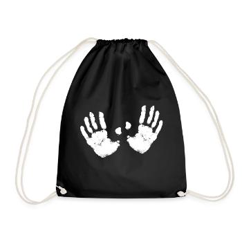 2 white hands color ghost bobbs breast me too - Drawstring Bag - black - Front